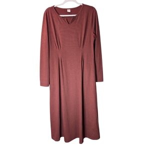 Lintico Wool lyocell Sculpted Inverted Pleat Midi Dress DARIA size XL cozycore